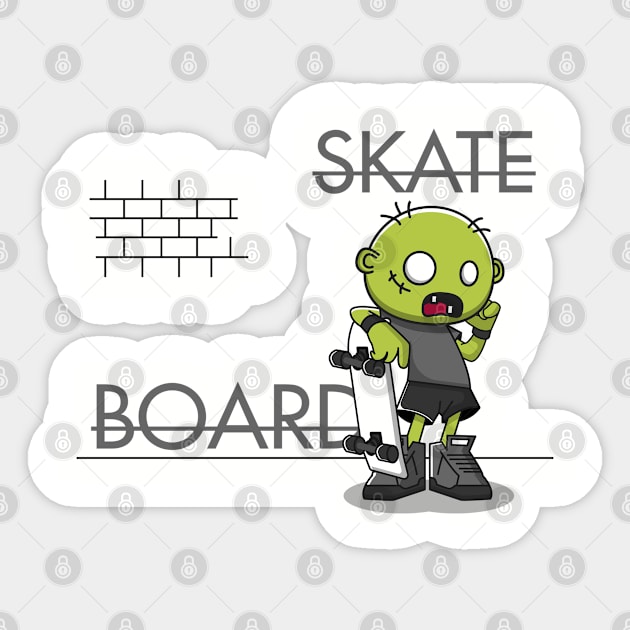 skateboard zombies Sticker by fflat hds